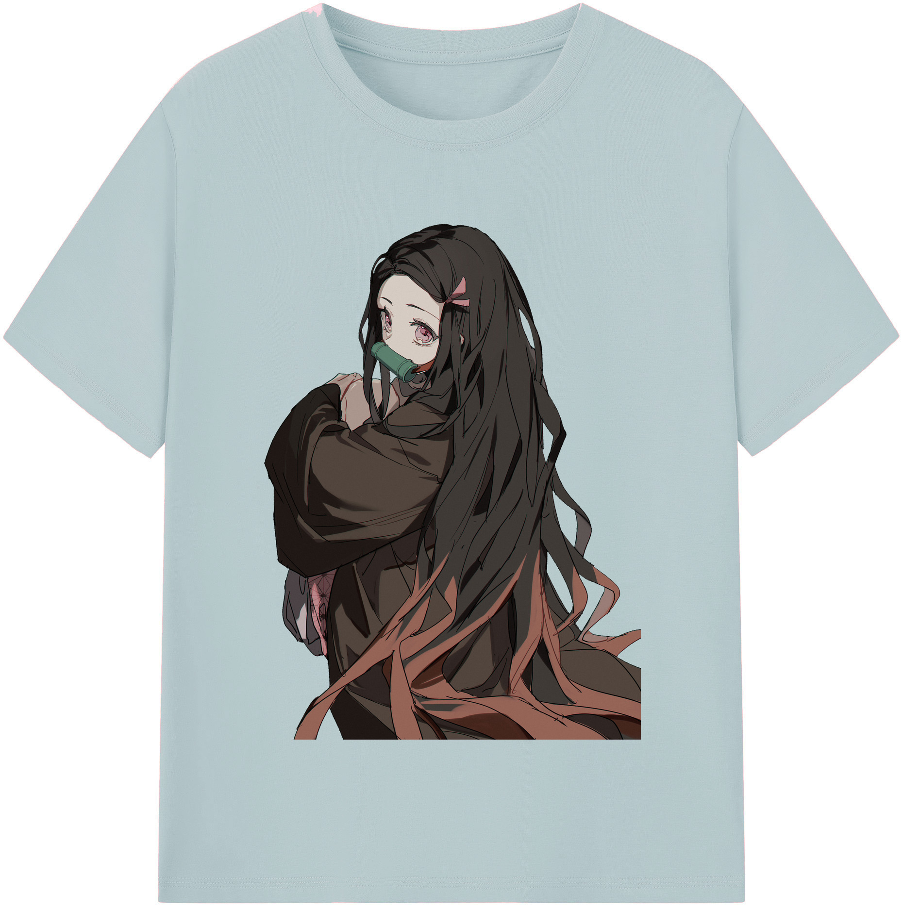（画像用） 鬼滅の刃（きめつのやいば）竈門 禰󠄀豆子／かまど ねずこ Kamado Nezuko 綿100％半袖Tシャツ（フロントプリント）